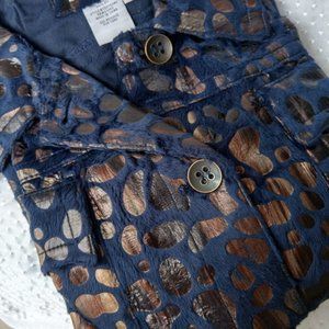 Live A Little Midnight Blue Jacket with Copper Spots Size Medium